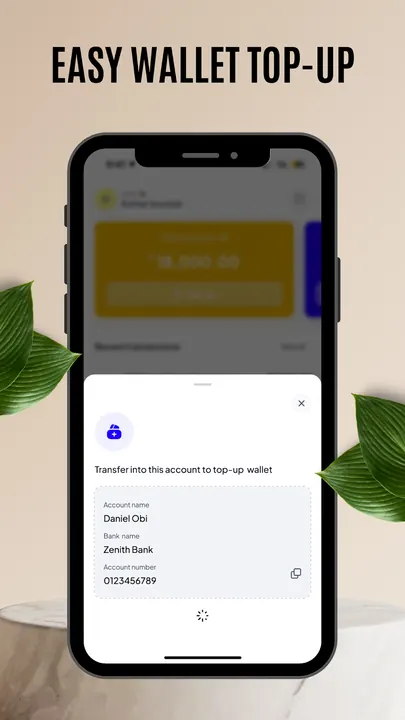 Wallet top-up via bank transfer