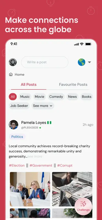 Feed screen making connections across the globe
