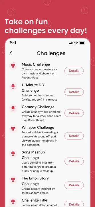 Daily challenges screen
